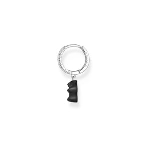 Thomas Sabo x HARIBO Einzel-Creole mit schwarzem Goldbären-Anhänger Silber