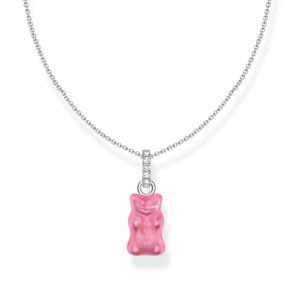 Thomas Sabo x HARIBO Kette mit pinkem Goldbären-Anhänger und Steinen Silber