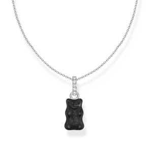Thomas Sabo x HARIBO Kette mit schwarzem Goldbären-Anhänger und Steinen Silber
