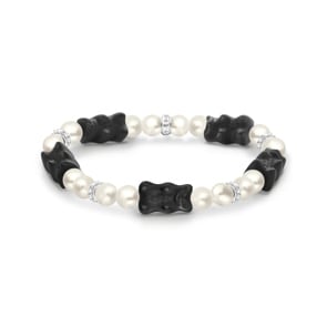 Thomas Sabo x HARIBO Perlenarmband mit 5 schwarzen Goldbären Silber