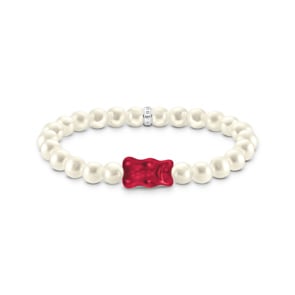 Thomas Sabo x HARIBO Perlenarmband mit rotem Goldbären Silber