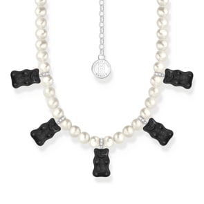 Thomas Sabo x HARIBO Perlenkette mit 5 schwarzen Goldbären Silber