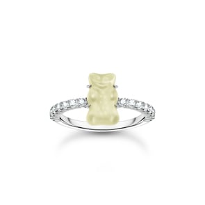 Thomas Sabo x HARIBO Ring mit weissem Mini-Goldbären und Steinen Silber