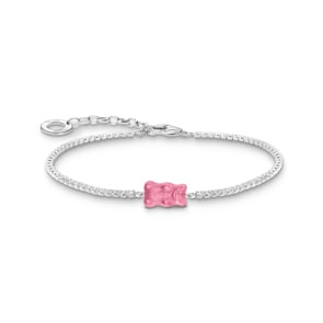 Thomas Sabo x HARIBO Tennisarmband mit pinkfarbenem Goldbären Silber
