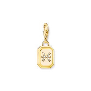 Thomas Sabo Zodiac Charms Charm-Anhänger Sternzeichen Fische mit weissen Steinen vergoldet