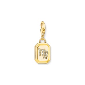 Thomas Sabo Zodiac Charms Charm-Anhänger Sternzeichen Jungfrau mit weissen Steinen vergoldet