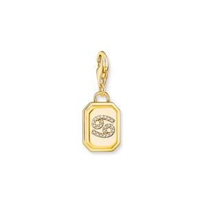 Thomas Sabo Zodiac Charms Charm-Anhänger Sternzeichen Krebs mit weissen Steinen vergoldet