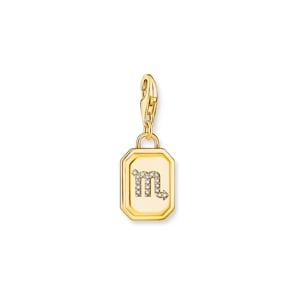 Thomas Sabo Zodiac Charms Charm-Anhänger Sternzeichen Skorpion mit weissen Steinen vergoldet