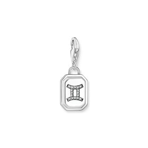 Thomas Sabo Zodiac Charms Charm-Anhänger Sternzeichen Zwilling mit weissen Steinen Silber