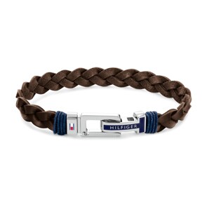 Tommy Hilfiger Lederarmband flach geflochten Braun