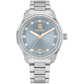 Tommy Hilfiger TH85 Crystals Date Silbrig / Blau
