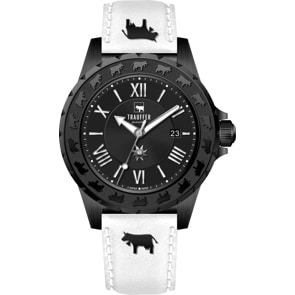 Trauffer Damen Schwarz / weisses Leder mit Chüehli