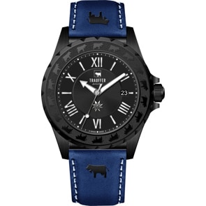 Trauffer Herren Schwarz / blaues Leder mit Chüehli