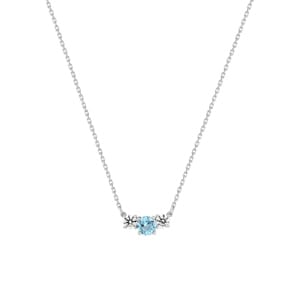 Trilogie Collier 750/18 K Weissgold mit Blautopas & Zirkonia