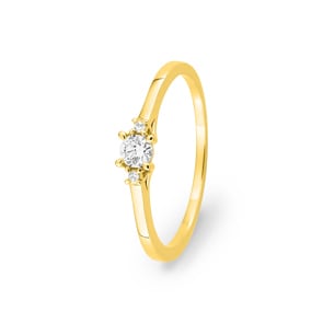 Bague trilogie or jaune 375/9 ct avec diamants de laboratoire 0.11 ct