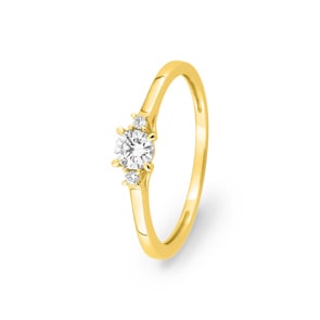 Bague trilogie or jaune 375/9 ct avec diamants de laboratoire 0.22 ct