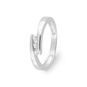 Trilogie Ring 375/9 K Weissgold mit Zirkonia