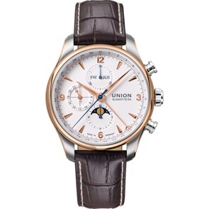 Union Glashütte Belisar Chronographe Phases de Lune Bicolore Blanc - Version Anglaise
