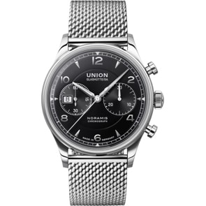 Union Glashütte Noramis Chronograph Automatik Schwarz / Milanaise