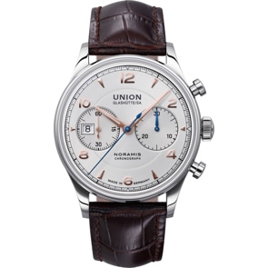 Union Glashütte Noramis Chronograph Automatik Silbrig / Leder