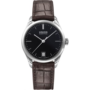 Union Glashütte Viro Datum 34mm Automatik Schwarz / Leder