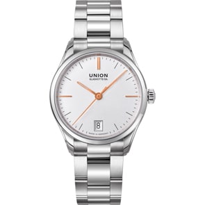 Union Glashütte Viro Datum 34mm Automatik Silbrig / Edelstahl