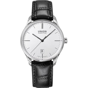 Union Glashütte Viro Datum 41mm Automatik Silbrig / Leder schwarz