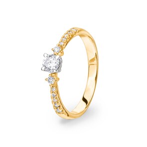 Bague de fiançailles or jaune 750/18 ct avec diamants 0.35 ct H/si