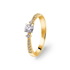Verlobungsring 750/18 K Gelb- / Weissgold mit Diamanten 0.35 ct H/si