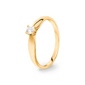 Bague de fiançailles or jaune 750/18 ct avec diamant 0.10 ct H/si