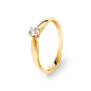 Verlobungsring 750/18 K Gelbgold mit Diamant 0.10 ct H/si