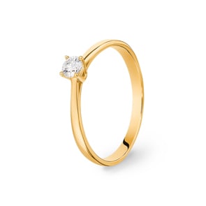 Verlobungsring 750/18 K Gelbgold mit Diamant 0.10 ct H/si