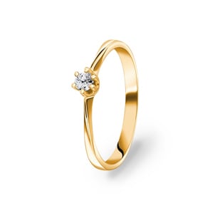 Verlobungsring 750/18 K Gelbgold mit Diamant 0.10 ct H/si