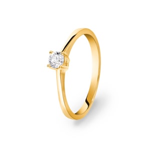 Verlobungsring 750/18 K Gelbgold mit Diamant 0.19 ct H/si