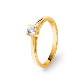 Verlobungsring 750/18 K Gelbgold mit Diamant 0.19 ct H/si