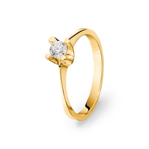 Verlobungsring 750/18 K Gelbgold mit Diamant 0.24 ct H/si