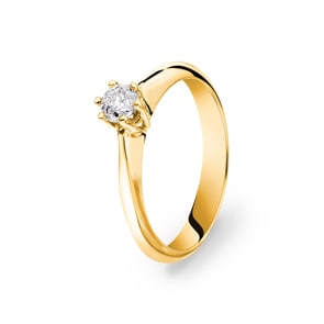 Verlobungsring 750/18 K Gelbgold mit Diamant 0.29 ct H/si
