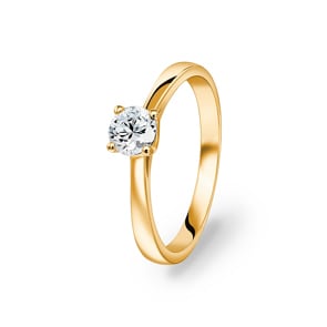 Bague de fiançailles or jaune 750/18 ct avec diamant 0.41 ct H/si
