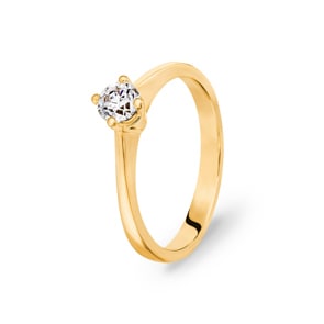 Verlobungsring 750/18 K Gelbgold mit Diamant 0.41 ct H/si