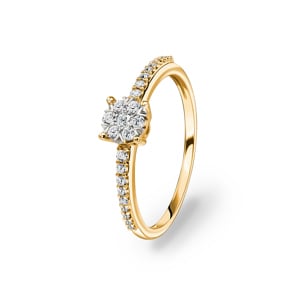 Verlobungsring 750/18 K Gelbgold mit Diamanten 0.24 ct H/si