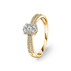 Verlobungsring 750/18 K Gelbgold mit Diamanten 0.28 ct H/si