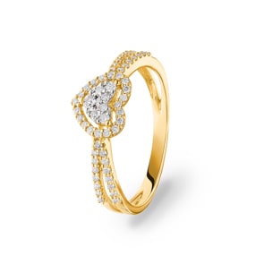 Verlobungsring 750/18 K Gelbgold mit Diamanten 0.29 ct H/si, Herz
