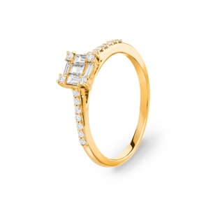 Verlobungsring 750/18 K Gelbgold mit Diamanten 0.29 ct H/si