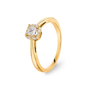Verlobungsring 750/18 K Gelbgold mit Diamanten 0.32ct H/si