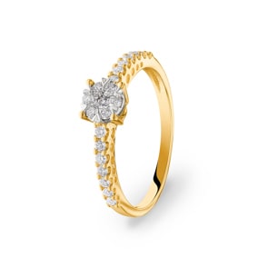 Verlobungsring 750/18 K Gelbgold mit Diamanten 0.33 ct H/si