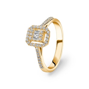 Verlobungsring 750/18 K Gelbgold mit Diamanten 0.36 ct H/si