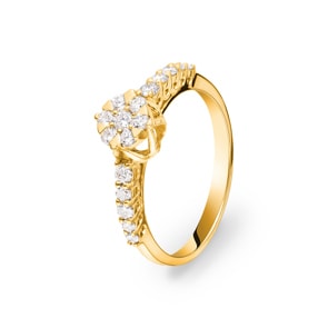 Verlobungsring 750/18 K Gelbgold mit Diamanten 0.42 ct H/si