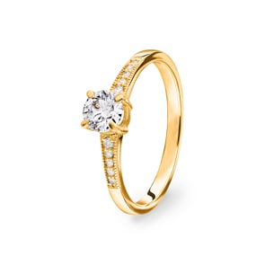 Verlobungsring 750/18 K Gelbgold mit Diamanten 0.55 ct H/si