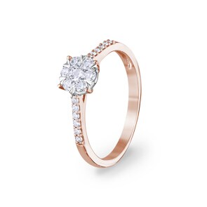 Bague de fiançailles or rosé 750/18 ct avec diamants 0.33 ct H/si by CHRISTIAN