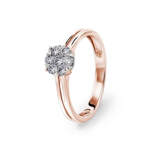 Verlobungsring 750/18 K Roségold mit Diamanten 0.33 ct H/si
